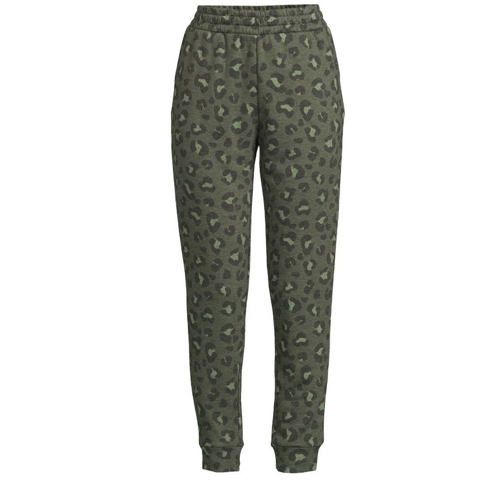 NWT Secret Treasures Womens Large Leopard Print‎ Cuffed Sleep Pants Army Green